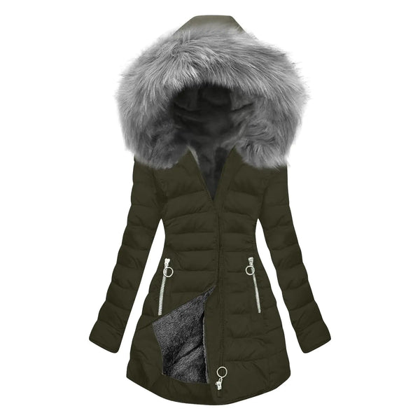 maisdgop Winter Coats for WomenWomens Winter Coats Mid Length Sherpa Lined Warm Heavy Jackets Thickened Windproof Outerwear With Fur HoodLightening Deals