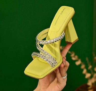 New Women's Rhinestone Leather Sandals