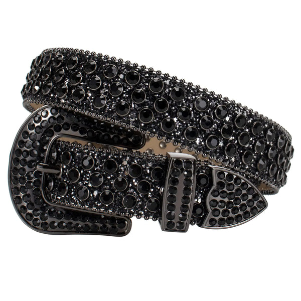 MINGSUN Rhinestone Belt for Men Women Black Western Bling Belt Shining Diamond Belt Cowgirl Cowboy Punk Y2K Studded Belt for for Jeans Dresses Pants