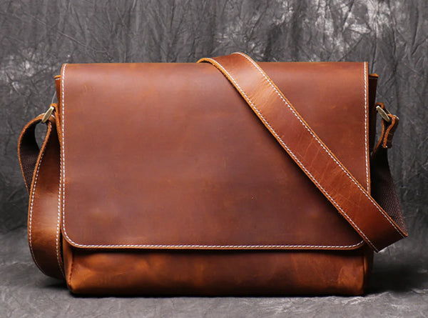 Vintage Handmade Men's Leather Crossbody Bag
