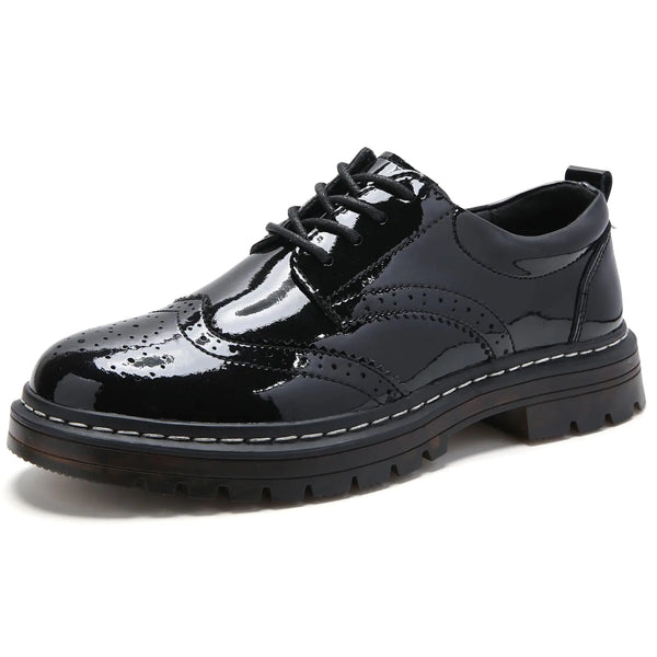 Womens Oxford Shoes Flat Slip Resistant Dress Shoes Wingtip Perforated Lace Up Low Heel Casual Work Office Dressy Business Shoes Black US 8.5
