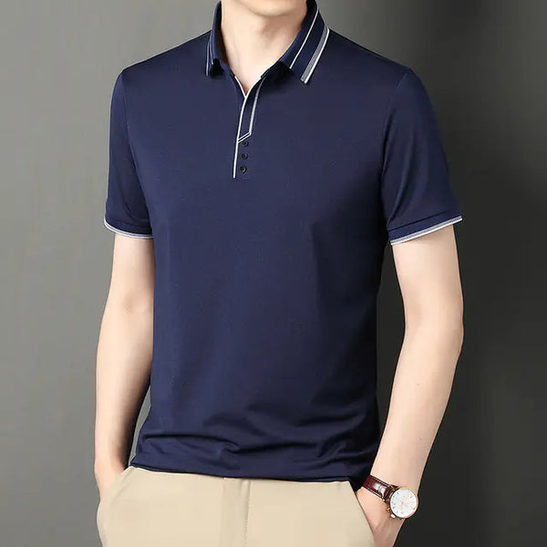 Men's Color Block Polo T-Shirt - Casual Slim Fit Top