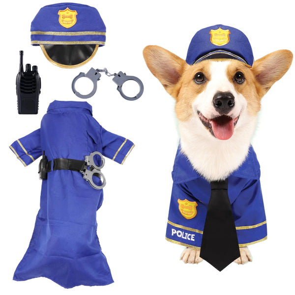 Spooktacular Creations Halloween Dog Pet Police Costume Shirt with Belt Handcuffs Walkie Talkie for Halloween Dress-up Party Role Play Carnival Cosplay Holiday Decorations Clothes (Medium)