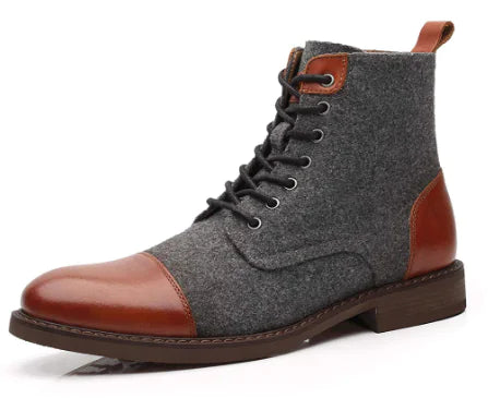 Round Toe Lace-up Low Ankle Boots