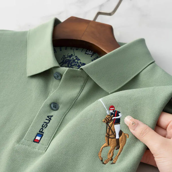 Men's Cotton Polo Shirt - Embroidered Short Sleeve Tee