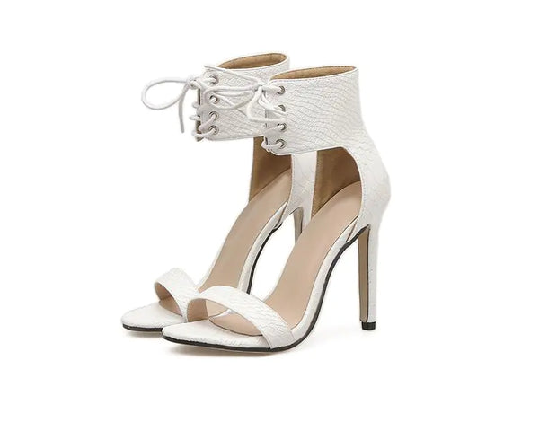 Snake Print Strappy High Heel Sandals