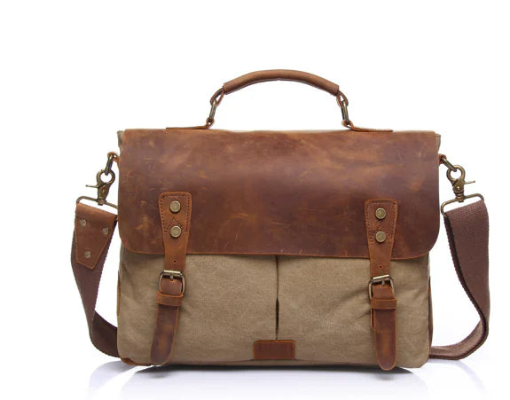 Men's Canvas Messenger Bag, Shoulder Briefcase