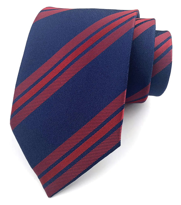 Mens Classic Navy Wine Red Self Ties Jacquard Woven Silk Clip on Elegant Business Formal Wedding Neckties