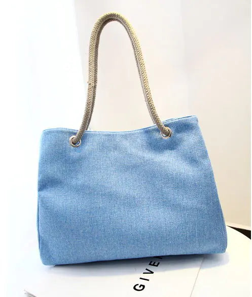 Summer Beach Women's Bag - Cotton Linen Tote Bag