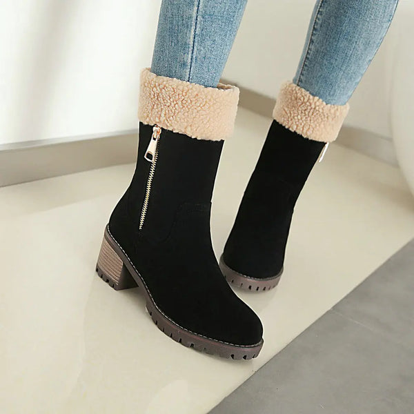 Winter New Suede High Heel Mid-Calf Women's Boots