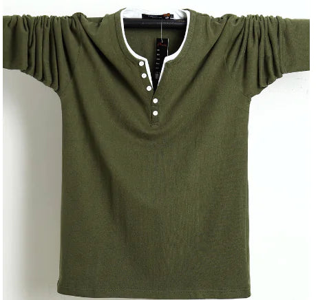 Plus Size Long Sleeve T-Shirt for Men - Korean Style