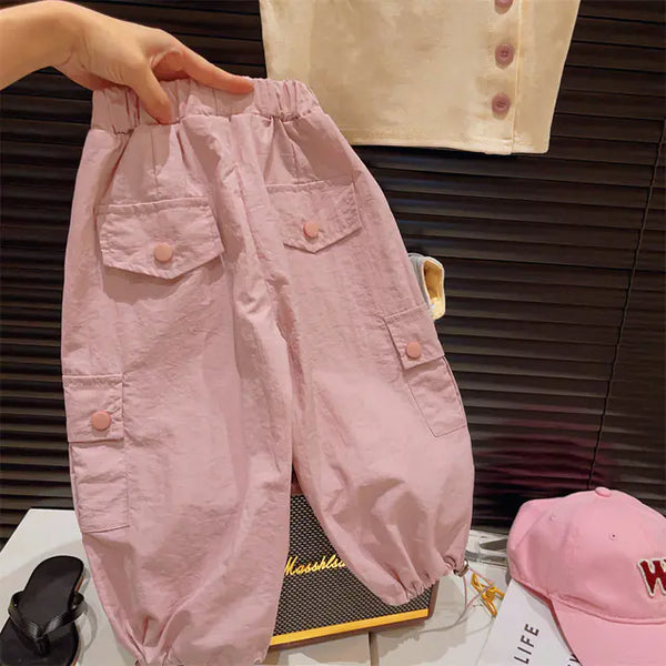 Summer Baby Girl Fashion T-Shirt and Cargo Pants Set