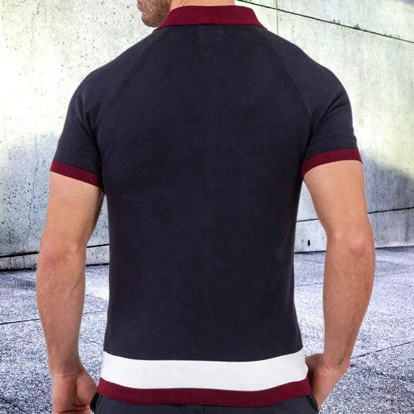 Men's Casual Color Block Knitted Polo Shirt SY0008