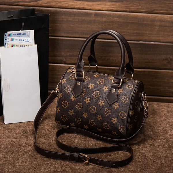Fashionable Boston Women's Bag - Retro Mini Print Crossbody