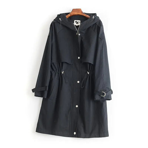 Hooded Women's Straight Trench Coat