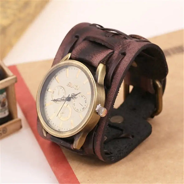 Retro Cowhide Punk Wrist Watches for Men