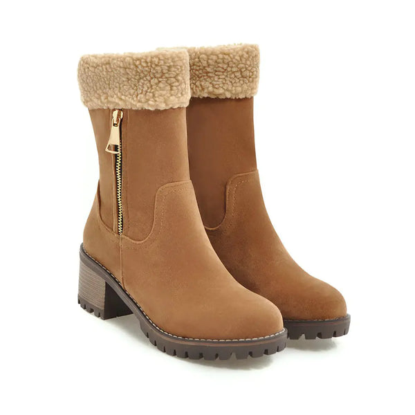 Winter New Suede High Heel Mid-Calf Women's Boots