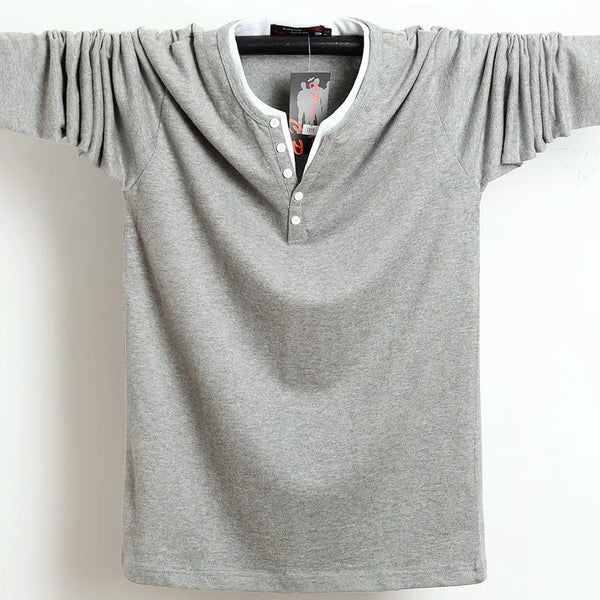 Plus Size Long Sleeve T-Shirt for Men - Korean Style