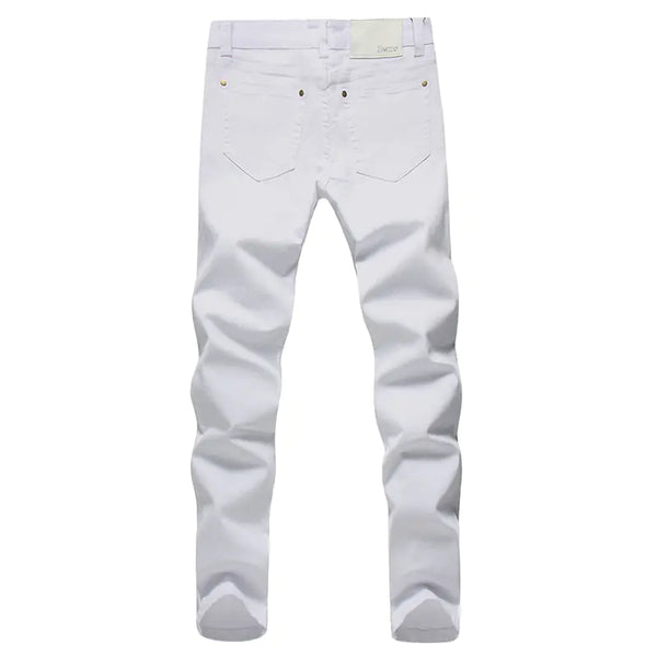 Men's Slim Fit White Casual Denim Pants