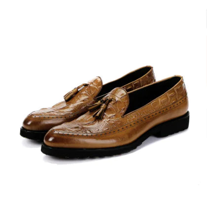 Men's Brogue Carved Dress Shoes with Tassels