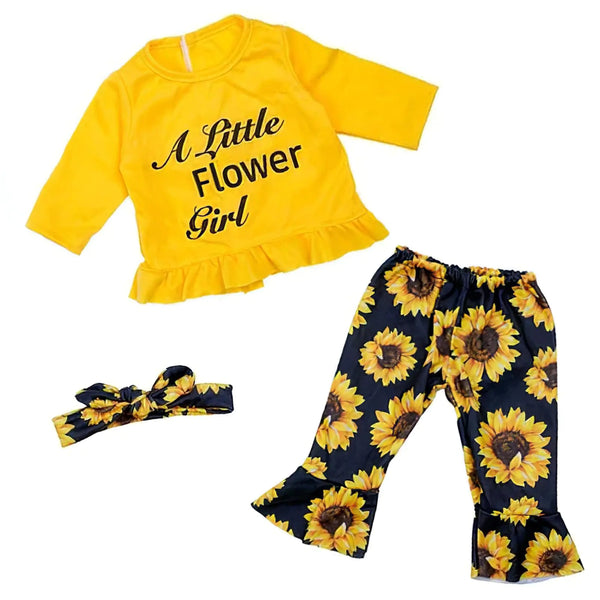 BABESIDE 3 Pcs Reborn Baby Doll Clothes for 17-22 Inch Dolls Sunflower Baby Doll Outfit Accessories Set with Headband for Realistic Baby Dolls Girls