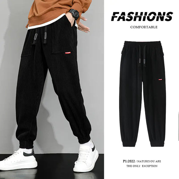 Men's Plus-Size Loose Wide Leg Corduroy Pants