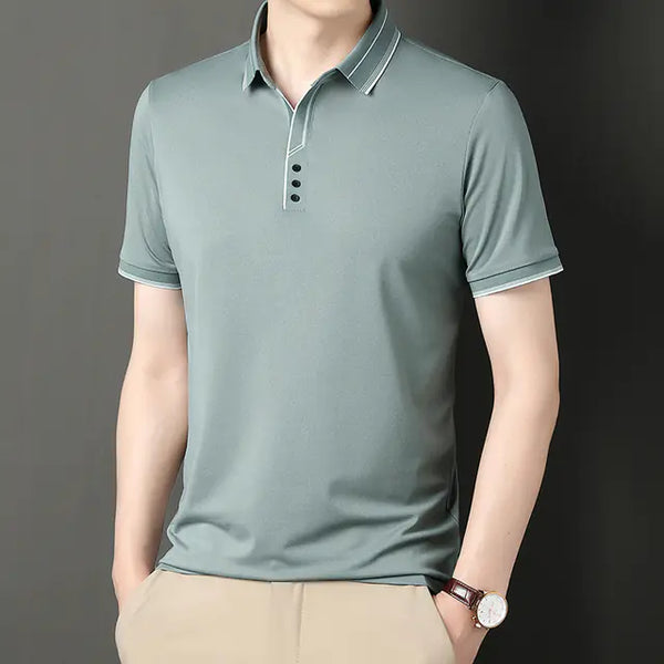 Men's Color Block Polo T-Shirt - Casual Slim Fit Top