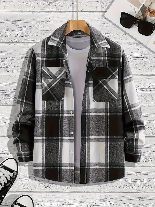 Men's Versatile Casual Plaid Coat Shirt