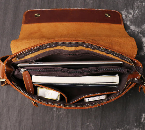 Vintage Handmade Men's Leather Crossbody Bag