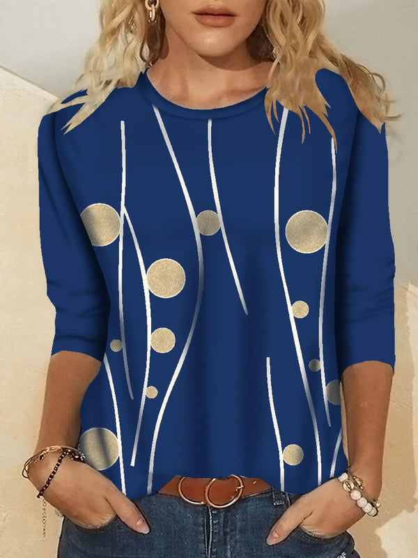 Women's Fashion Printed Long Sleeve Crew Neck T-Shirt