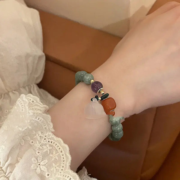 Chinese Style Beaded Safety Buckle Bracelet for Women