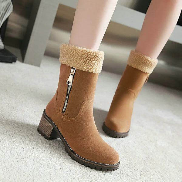Winter New Suede High Heel Mid-Calf Women's Boots