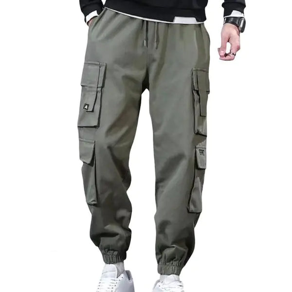 Men's Loose Cargo Pants with Drawstring and Pockets