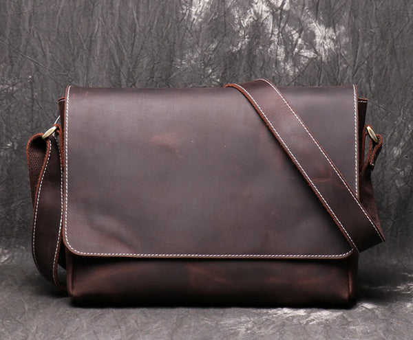 Vintage Handmade Men's Leather Crossbody Bag
