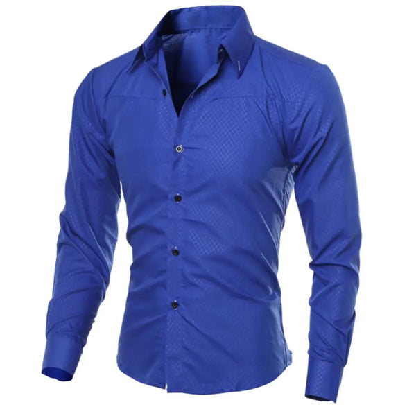 Slim Fit Long Sleeve Cotton Shirt for Men - British Style