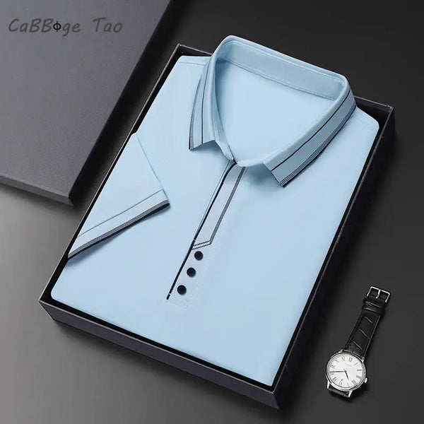 Men's Color Block Polo T-Shirt - Casual Slim Fit Top