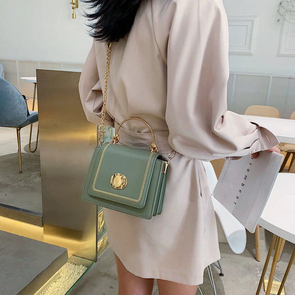 Women's Crossbody Bag, Leather Chain Square Bag