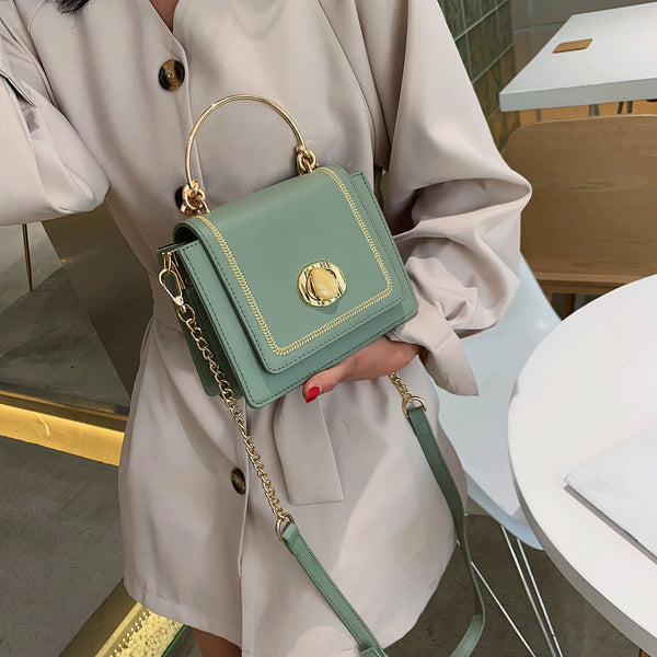 Women's Crossbody Bag, Leather Chain Square Bag