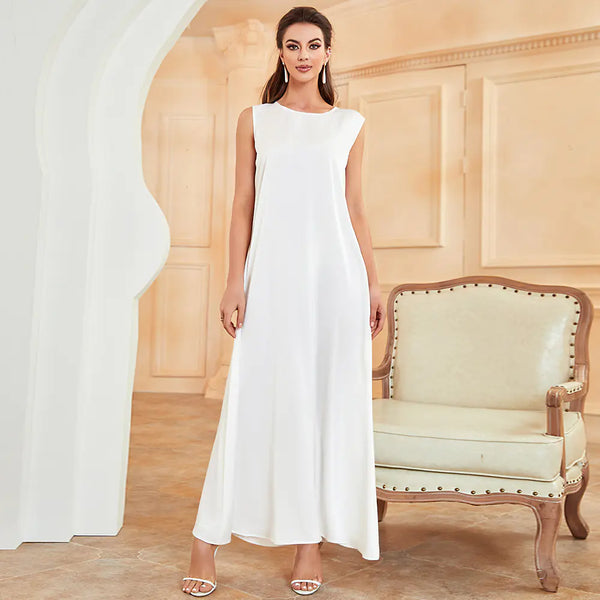 Beige Double-layer Chiffon Stylish Outerwear Dress