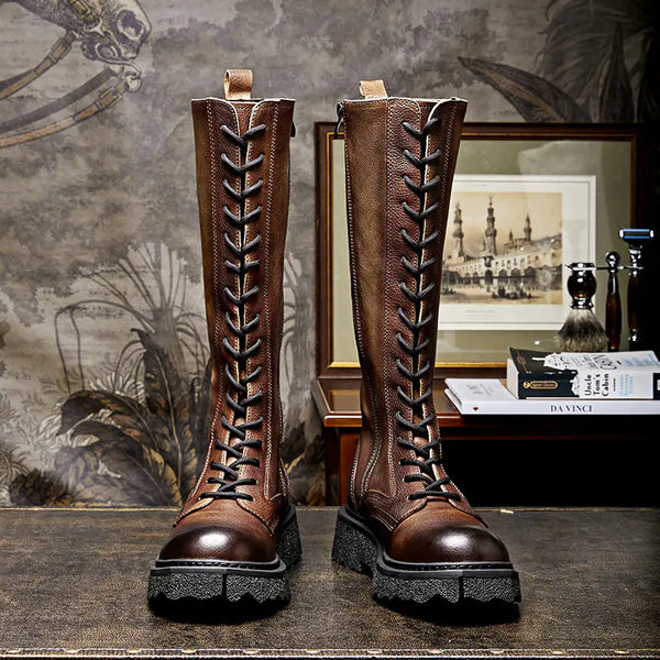 Vintage Leather Martin Boots for Men