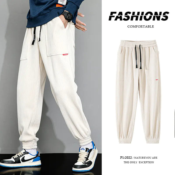 Men's Plus-Size Loose Wide Leg Corduroy Pants