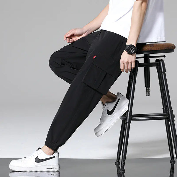 Men's Casual Windbreaker Pants with Multiple Pockets