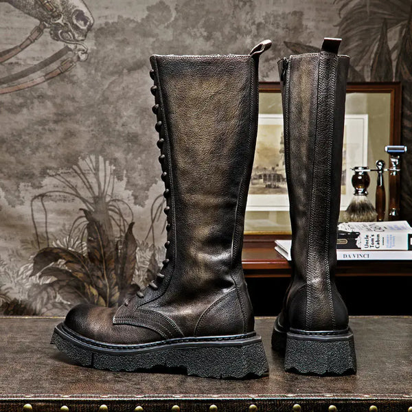 Vintage Leather Martin Boots for Men