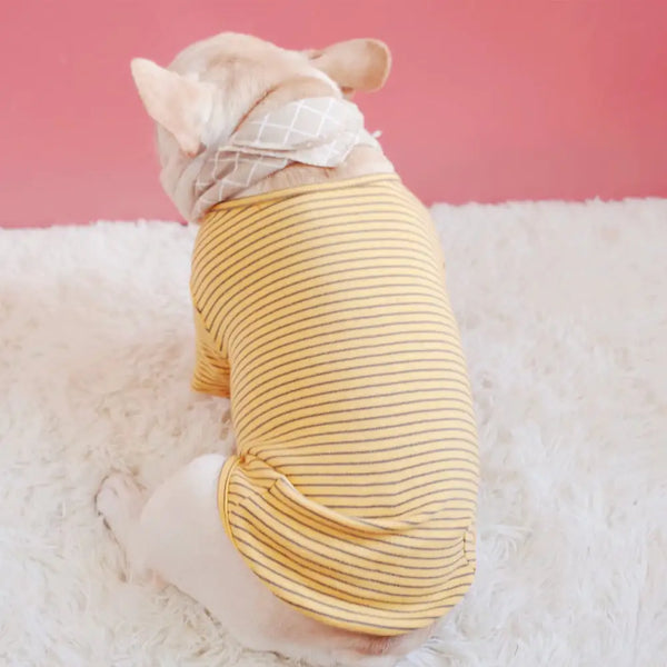 Striped Cotton Stretch Padded T-shirt