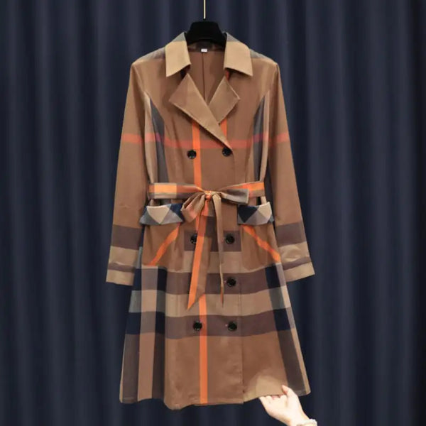 British Style Women's Suit with Plaid Skirt