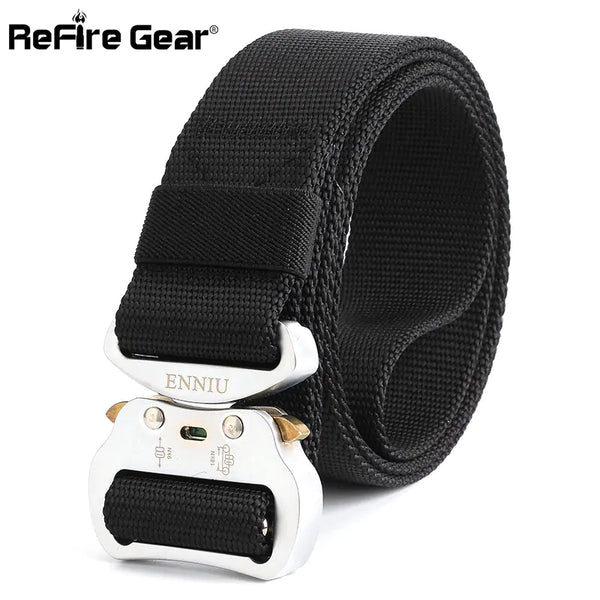 Tactical Men's Belt with Aluminum Buckle and Nylon Strap