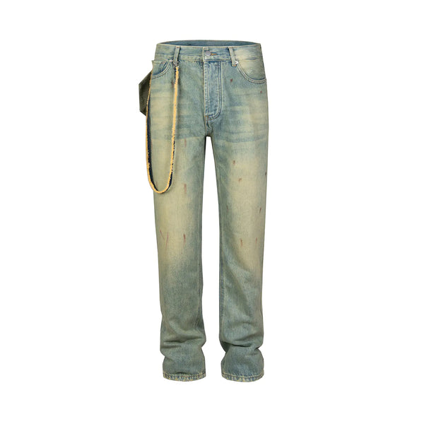 Men's Water Wash Speckled Ink Blue Denim Pants