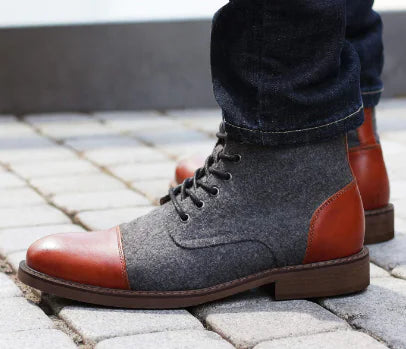 Round Toe Lace-up Low Ankle Boots