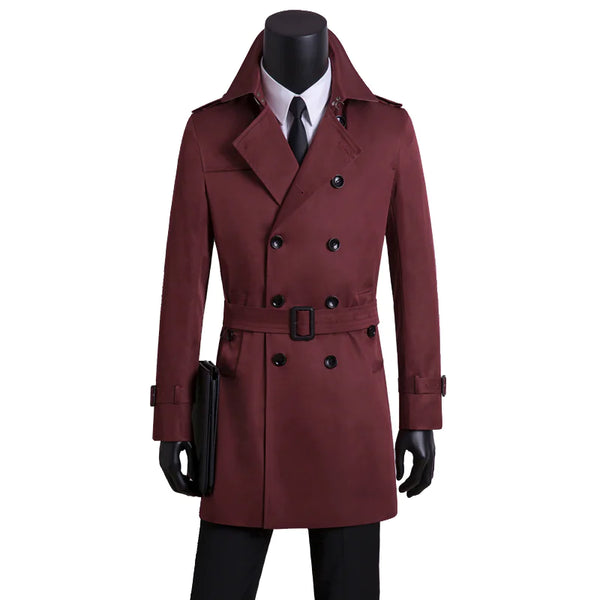 Men's Slim Fit Long Trench Coat