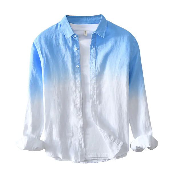 100% Pure Linen Gradient Long Sleeve Shirt for Men